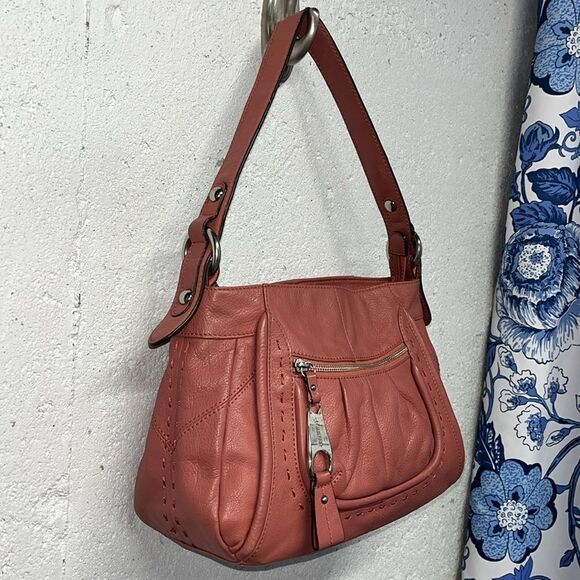 B MAKOWSKY Purse Butter Soft Leather Bag Dusty Rose Pink Animal Print Lining - Picture 2 of 9